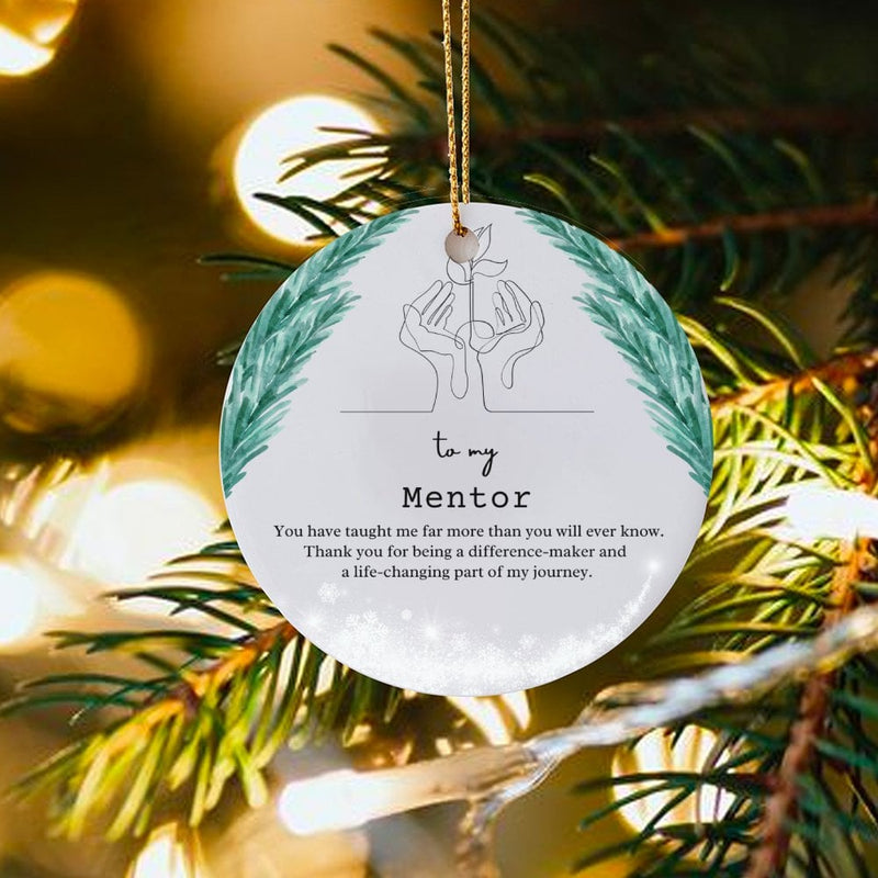 Personalized Thank You Keepsake, Mentor Christmas Ornament, Ceramic Circle Holiday Ornament, Teacher Appreciation Present