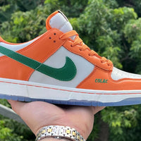 Low Top Sneakers, Orange Teal White Colorway, Lace Up Design, Casual Gift for Sneaker Fans