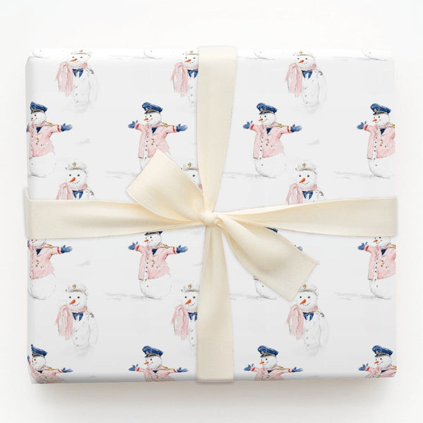 Watercolor Christmas Gift Wrap, Nautical Snowman Captain Wrapping Paper, Sailor Snowman Holiday Wrapping Paper, Adorable Wint