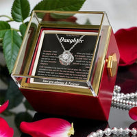 Intertwined Love Knot Pendant, Daughter Love Knot Necklace, CZ Crystal Knot Jewelry, Birthday Christmas Present for Daughter, Rose Gift Box