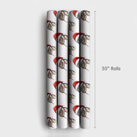 Watercolor Santa Hat Snake Gift Wrap, Christmas Snake Wrapping Paper, Humorous Reptile Holiday Paper, Adorable Animal Lover Xmas Gift Wrap Roll