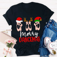 Humorous Christmas Dance Graphic Tee, Merry Dancemas Ballet Teacher T-Shirt, Dance Instructor Holiday Shirt, Adorable Ballerina Xmas Dancer Present