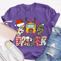 Santa Hat Snowflakes Bus Tee, Bus Driver Christmas T-Shirt, Humorous School Bus Driver Holiday Shirt, Winter Transportation Present
