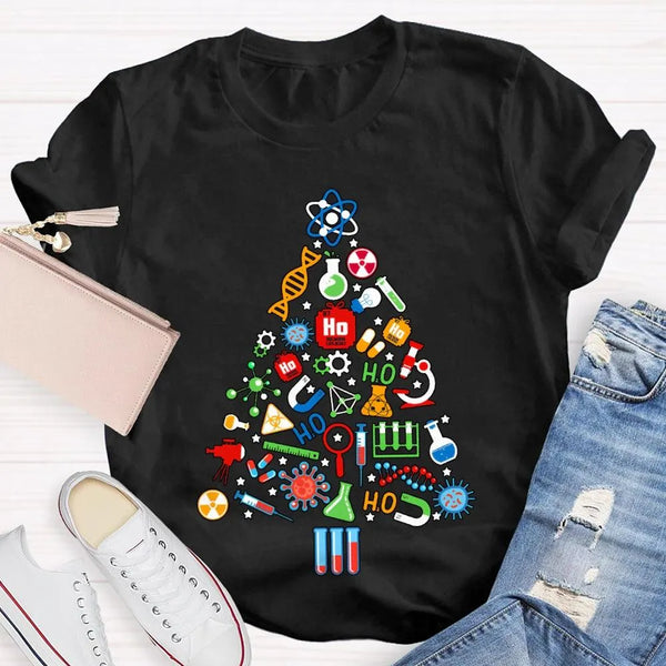 Scientific Instruments Holiday Tree Shirt, Science Teacher Christmas T-Shirt, STEM Chemistry Graphic Tee, Xmas Teacher Presen