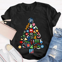 Scientific Instruments Holiday Tree Shirt, Science Teacher Christmas T-Shirt, STEM Chemistry Graphic Tee, Xmas Teacher Present