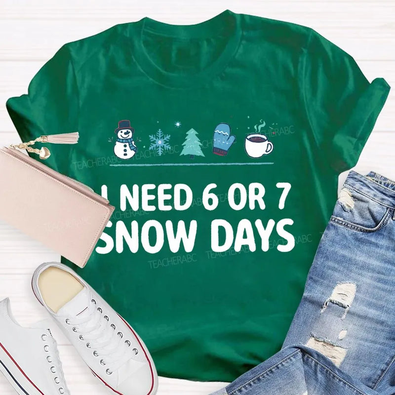 Humorous Winter Holiday Graphic Tee, Snow Days Snowflake Christmas Tree Shirt, Comfy Snow Lover T-Shirt, Winter Break Teacher Present