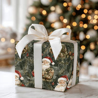 Camo Santa with Rifle Gift Wrap, Hunting Santa Christmas Wrapping Paper, Outdoorsman Holiday Wrapping Paper, Rustic Winter Wrapping Paper