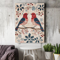 Rustic Red Bird Poster, Winter Cardinal Canvas Wall Art, Christmas Bird Canvas Art, Farmhouse Bird Wall Art, Nature Printable Download