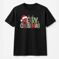 Leopard Reindeer Antlers Shirt, Merry Christmas T-Shirt, Buffalo Plaid Holiday Graphic Tee, Adorable Festive Xmas Outfit for Women