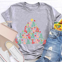 Retro Holiday Graphic Tee, Fa La La La Christmas Tree Shirt, Festive Christmas Vibes T-Shirt, Adorable Winter Holiday Apparel