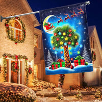 Palm Tree Santa Sleigh Moon Flag, South Carolina Christmas Garden Flag, Double Sided SC Palmetto Holiday Flag, Coastal Xmas Yard Decor