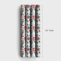 Dark Green Flamingo Gift Wrap, Tropical Christmas Wrapping Paper, Pink Flamingo Poinsettia Holiday Wrapping Paper, Festive Winter Gift Wrap
