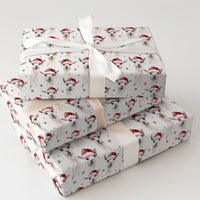 Santa Hat Animal Gift Wrap, Christmas Llama Wrapping Paper, Watercolor Holiday Wrapping Paper, Adorable Winter Present Paper