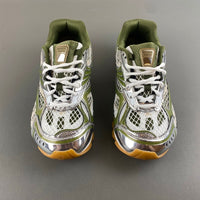 Low Top Sneakers, White Green Colorway, Lace Up Design, Casual Gift for Sneaker Fans
