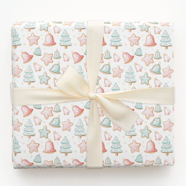 Holiday Cookie Gift Wrap, Pastel Christmas Cookie Wrapping Paper, Adorable Pastel Xmas Wrapping Paper, Whimsical Christmas Wr