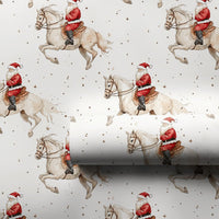 Equestrian Christmas Gift Wrap, Santa Riding White Horse Wrapping Paper, Gold Speckle Holiday Wrapping Paper, Horse Lover Gift Wrap Roll