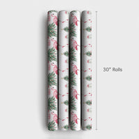 Tropical Holiday Gift Wrap, Pink Flamingo Christmas Wrapping Paper, Watercolor Flamingo Tree Wrapping Paper, Whimsical Christmas Gift Wrap