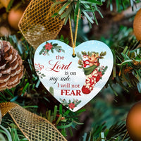 Christian Bible Verse Ceramic Keepsake, The Lord Is on My Side Heart Ornament, Religious Christmas Ornament, Faith Tree Ornament
