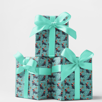 Flat Coated Retriever Santa Gift Wrap, Black Retriever Christmas Wrapping Paper, Festive Dog Wrapping Paper, Holiday Puppy Wrapping Paper