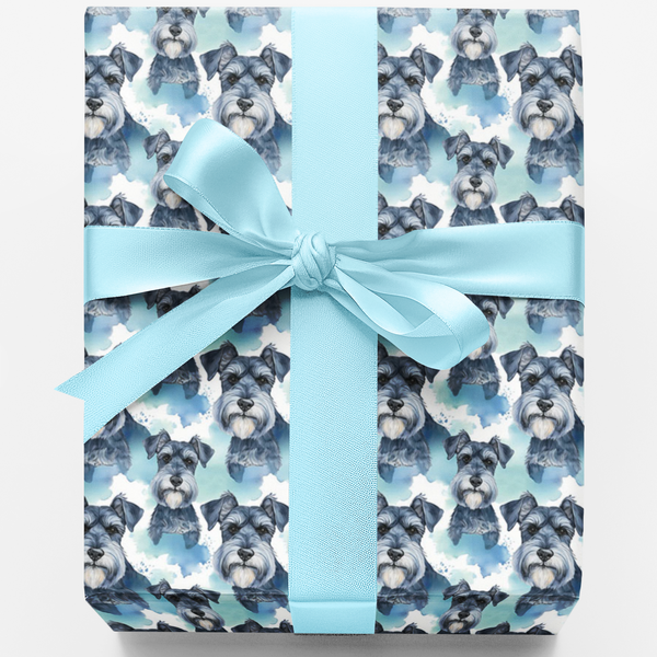 Whiskers and Wit Breed Gift Wrap, Schnauzer Dog Wrapping Paper, Adorable Pet Lover Wrapping Paper, Birthday Christmas Gift Wr