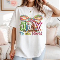 Christian Christmas Scripture Graphic Tee, Joy to the World Nativity T-Shirt, Holy Night Religious Jesus Shirt, Holiday Church Present