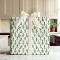 Minimalist Forest Gift Wrap, Watercolor Pine Tree Wrapping Paper, Rustic Evergreen Wrapping Paper, Nature Holiday Christmas Wrapping Paper