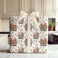 Comfy Vintage Santa Claus Gift Wrap Roll, Knitting Santa Christmas Wrapping Paper, Crafter Holiday Present Paper, Festive Gift Wrap