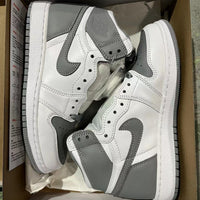 Retro High Top Sneakers, White Gray Colorway, Lace Up Design, Casual Gift for Sneaker Fans