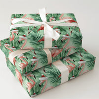 Tropical Flamingo Gift Wrap, Flamingo Christmas Wrapping Paper, Beach Holiday Wrapping Paper, Coastal Xmas Gift Wrap, Palm Leaf Present Roll