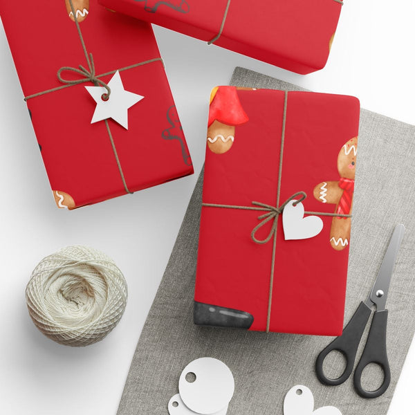 Christmas Mushroom Gift Wrap, Gingerbread Man Wrapping Paper, Whimsical Holiday Present Wrap, Adorable Xmas Gingerbread Gift 