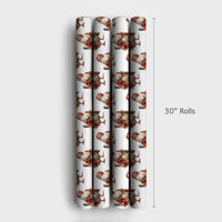 Farmhouse Chicken Gift Wrap, Santa Rooster Christmas Wrapping Paper, Humorous Animal Holiday Wrapping Paper, Country Barn Gift Wrap Roll