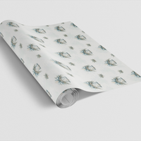 Silver Blue Holiday Wrapping Paper, Winter Bell Christmas Wrapping Paper, Elegant Floral Gift Wrap, Festive Winter Bell Wrapping Paper Roll