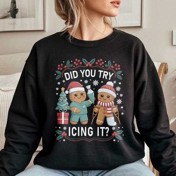 Physical Therapy Holiday Crewneck, Humorous Gingerbread PT Christmas Sweatshirt, Physical Therapist Sweatshirt, PT Clinic Chr