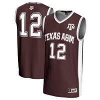 #12 Texas A&M Aggies Basketball Lightweight Fashion Jersey - Maroon