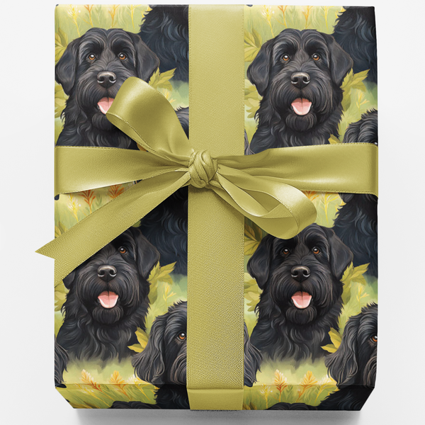 Dog Portrait Holiday Wrapping Paper, Black Schnauzer Wrapping Paper, Adorable Dog Breed Gift Wrap, Dog Lover Christmas Wrappi