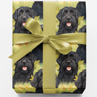 Dog Portrait Holiday Wrapping Paper, Black Schnauzer Wrapping Paper, Adorable Dog Breed Gift Wrap, Dog Lover Christmas Wrapping Paper