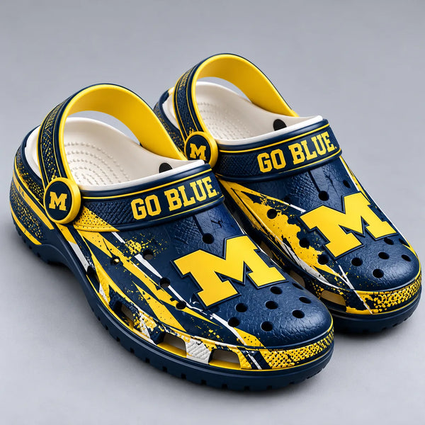 GO BLUE Attitude - MICH Block M Clogs in Navy and Maize - main
