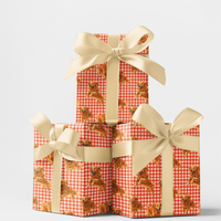 Adorable Dog Gingham Gift Wrap, Golden Retriever Wrapping Paper, Puppy Lover Birthday Wrapping Paper, Christmas Dog Wrapping Paper