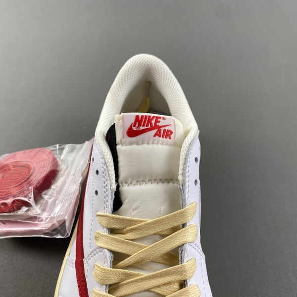 Low Top Sneakers, White Red Colorway, Reverse Hook Design, Lace Up Design, Casual Gift for Sneaker Fans