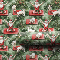 Whimsical Goat Christmas Gift Wrap, Yoga Santa Wrapping Paper, Humorous Holiday Present Wrap, Adorable Xmas Yogi Packaging Paper