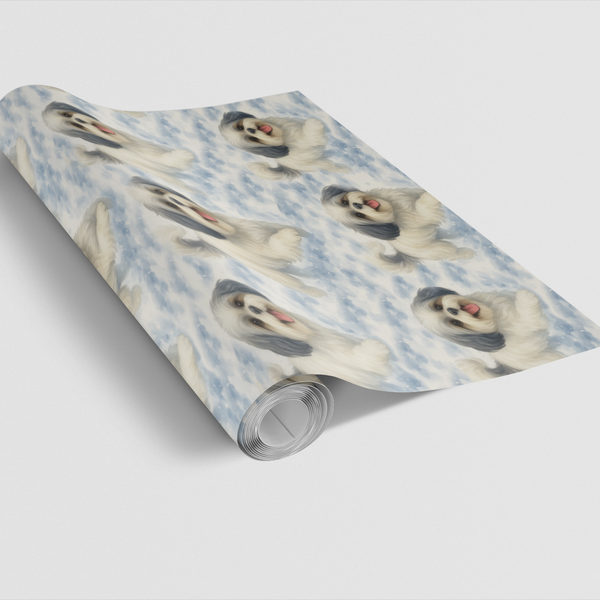 Adorable Dog Holiday Gift Wrap, Shih Tzu Christmas Wrapping Paper, Snowy Puppy Xmas Wrapping Paper, Festive Dog Lover Present