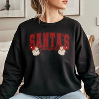 Retro Christmas Graphic Crewneck, Santa's Favorite Sweatshirt, Humorous Holiday Pullover, Vintage Xmas Sweater, Festive Apparel for Women