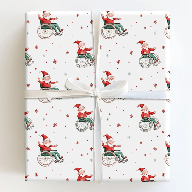 Inclusive Christmas Gift Wrap, Wheelchair Elf Wrapping Paper, Festive Elf Holiday Wrapping Paper, Adorable Watercolor Xmas Paper Roll