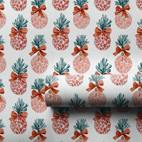 Pink Fruit Holiday Gift Wrap, Tropical Pineapple Christmas Wrapping Paper, Festive Present Wrap, Unique Winter Wrapping Paper