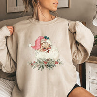 Retro Christmas Santa Sweatshirt, Vintage Santa Sweatshirt, Holiday Graphic Sweatshirt, Festive Xmas Pullover, Winter Holiday Present for Her