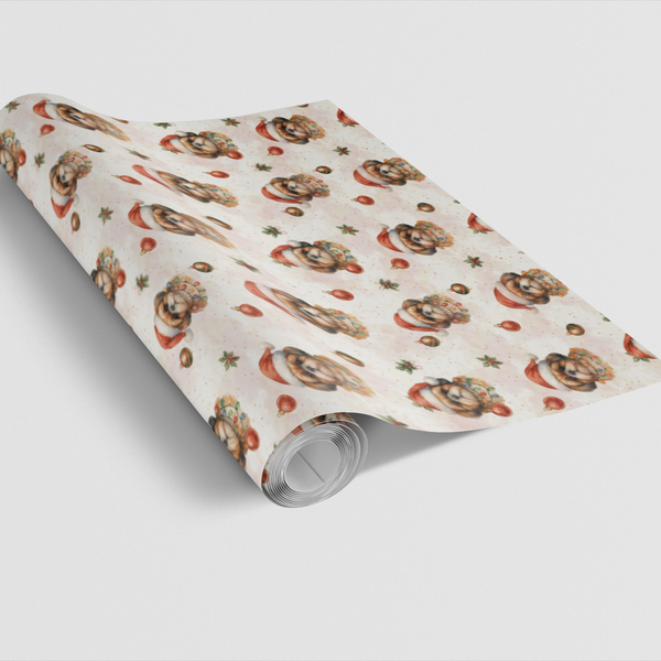 Adorable Santa Dog Holiday Gift Wrap, Shih Tzu Christmas Wrapping Paper, Festive Puppy Gift Wrapping Paper, Dog Lover Xmas Pr