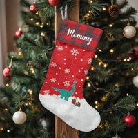 Dino Holiday Lights Stocking, Personalized Dinosaur Christmas Stocking, Adorable Dino Xmas Stocking, Custom Name Kids Holiday Stocking Present