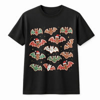 Adorable Spooky Creepmas Graphic Tee, Gingerbread Bat T-Shirt, Gothic Christmas Cookie T-Shirt, Alternative Pastel Goth Xmas Holiday Top