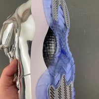 Low Top Sneakers, Silver Colorway, Patent Leather Footwear, Lace Up Design, Casual Gift for Sneaker Fans