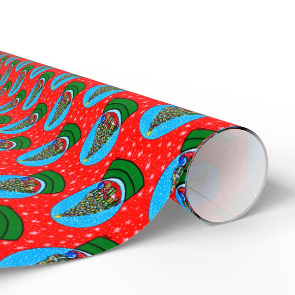 Festive Winter Tree Gift Wrap, Snow Globe Christmas Wrapping Paper, Adorable Holiday Present Wrap, Xmas Gift Wrapping Paper, 